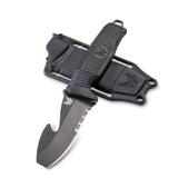 Benchmade 112SBK-BLK H2O dykkerkniv med sort Cerakote N680-blad, rescue hook og sort Santoprene-skæfte
