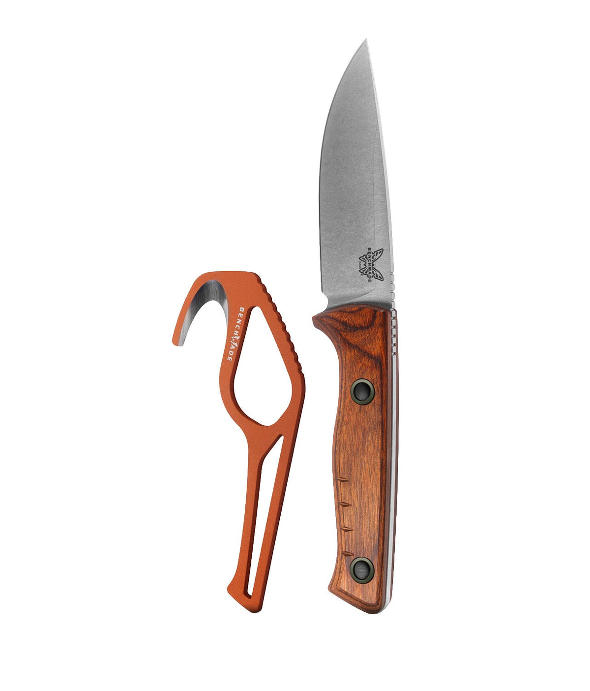 Benchmade 15650-COMBO SlipRidge Fixed Combo med MagnaCut-jagtkniv i stabiliseret træ, orange gut hook og OD Green skede