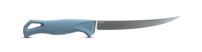 Benchmade 18030 Fishcrafter filetkniv med fleksibelt MagnaCut trailing point-blad i satin-finish og skæfte i Depth Blue Santoprene