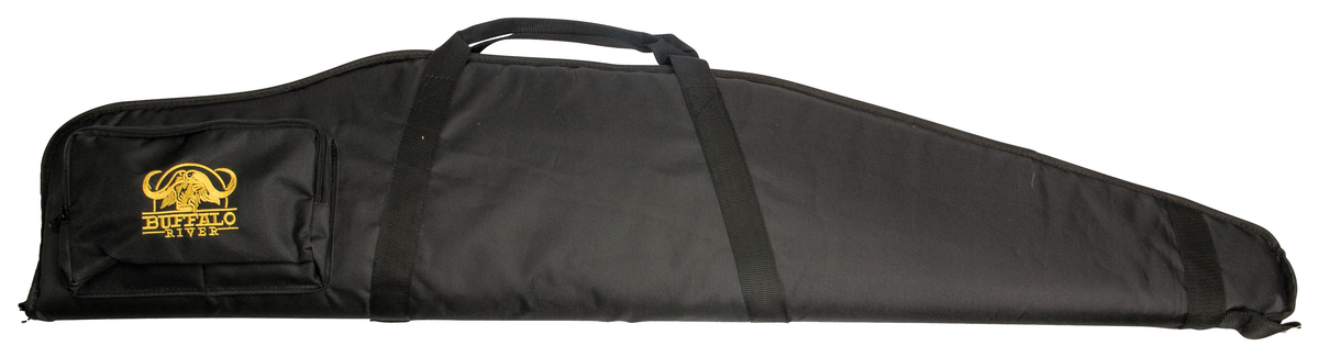 Buffalo River riffelfoderal 120 cm i sort med lomme og skulderrem