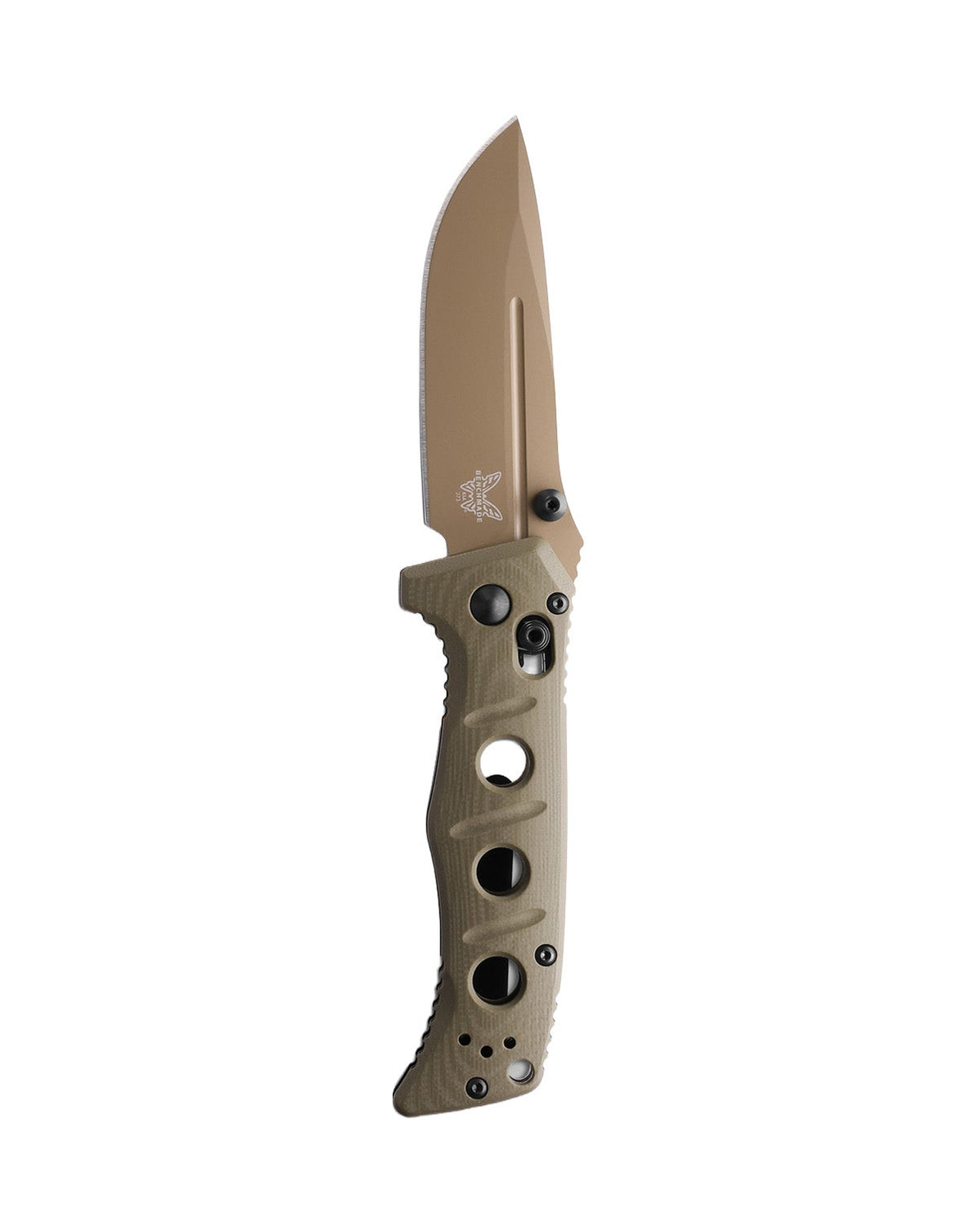 Benchmade 273FE-05 Mini Adamas foldekniv med Flat Earth Cerakote-blad og OD Green G10-skæfte