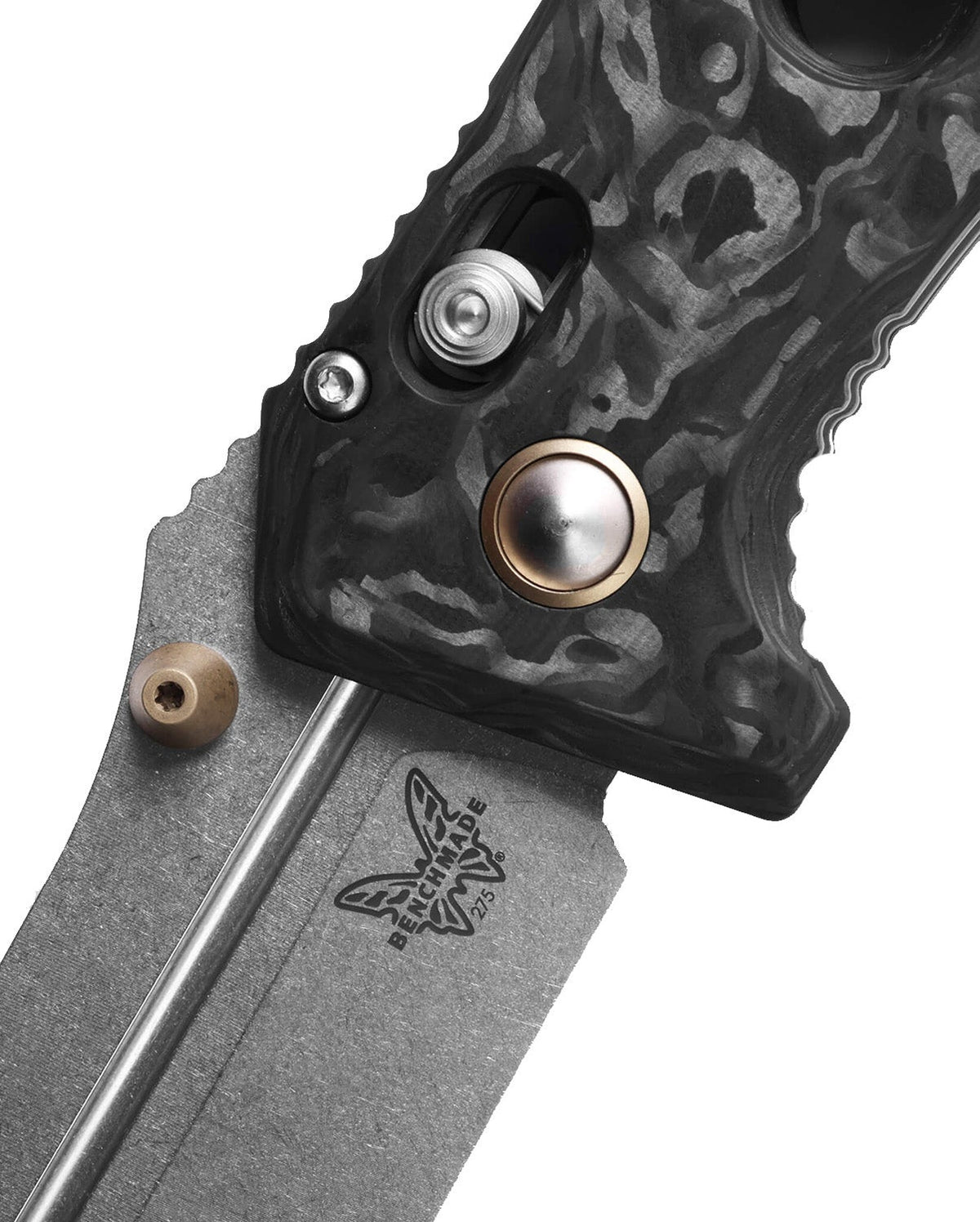Benchmade 275-05 Adamas foldekniv med drop point-blad i CPM MagnaCut og skæfte i marmoreret carbonfiber