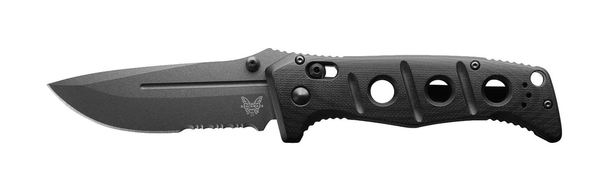 Benchmade 275SGY-03 Adamas foldekniv med delvist savtakket Tungsten Gray Cerakote-blad og sort G10-skæfte