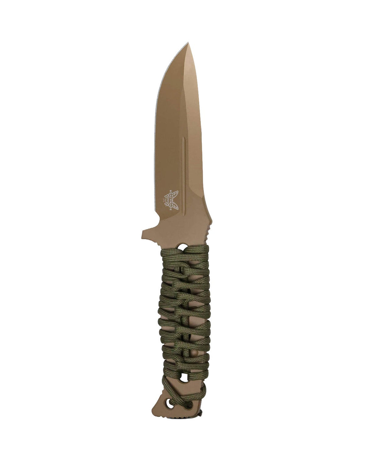 Benchmade 375FE-02 Fixed Adamas taktisk kniv med Flat Earth Cerakote MagnaCut-blad og OD Green paracord-greb