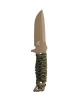 Benchmade 375FE-02 Fixed Adamas taktisk kniv med Flat Earth Cerakote MagnaCut-blad og OD Green paracord-greb