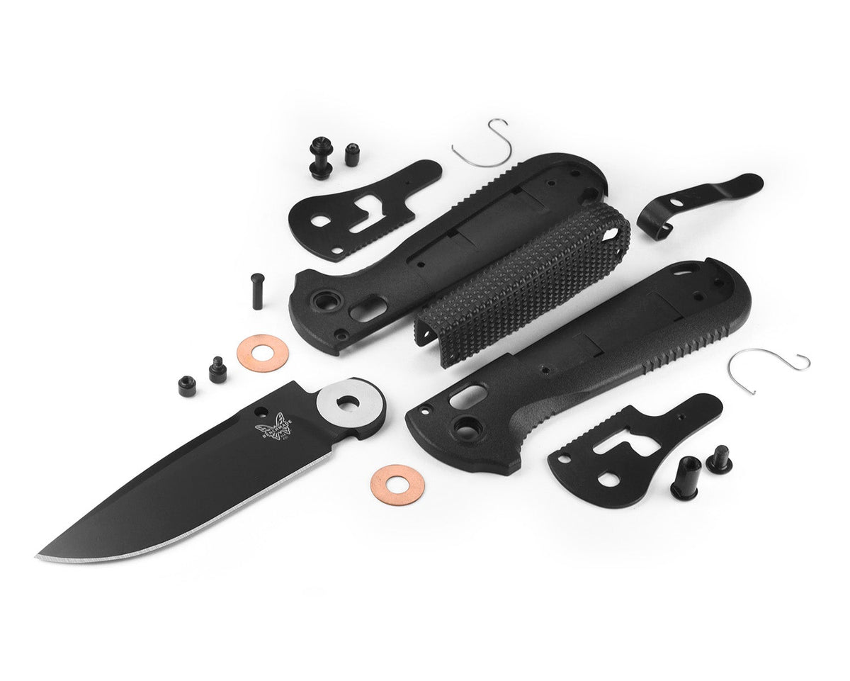 Benchmade 430BK-02 Redoubt foldekniv med sort Cerakote CPM-D2 drop-point blad og skæfte i sort Grivory