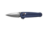 Benchmade 491 Lowden foldekniv med satin M390 spear point-blad og skæfte i Crater Blue anodiseret aluminium