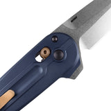 Benchmade 491 Lowden foldekniv med satin M390 spear point-blad og skæfte i Crater Blue anodiseret aluminium