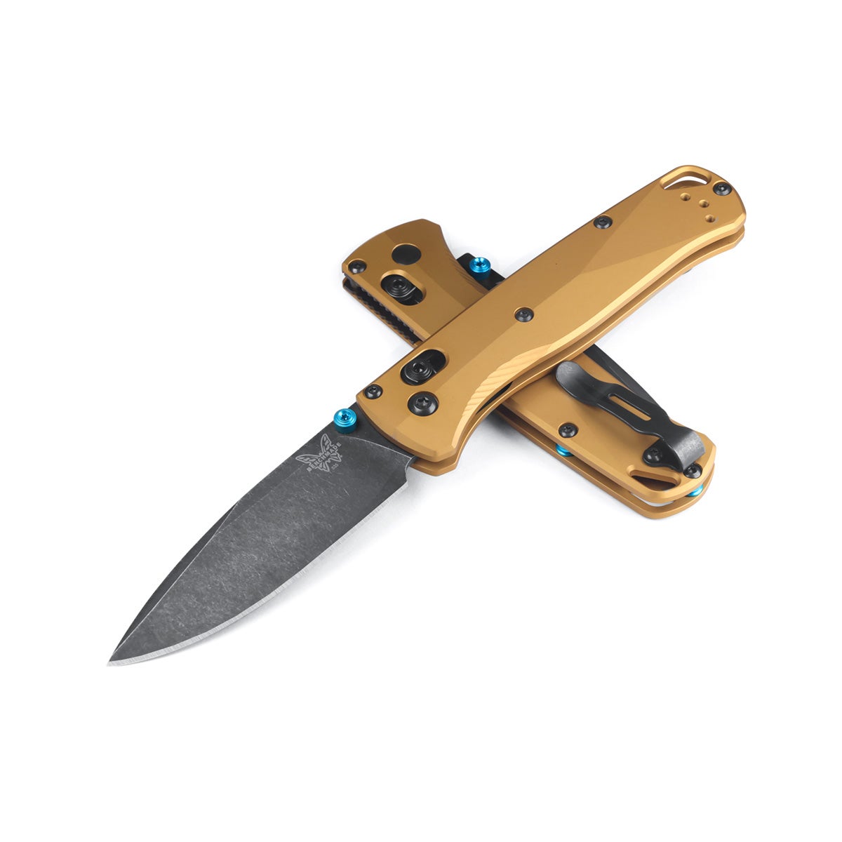 Benchmade 535BK-07 Bugout foldekniv med sort CPM-M390 drop-point blad og skæfte i Burnt Brass aluminium