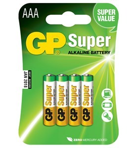 GP Super Alkaline AAA batterier 4 stk på pakke
