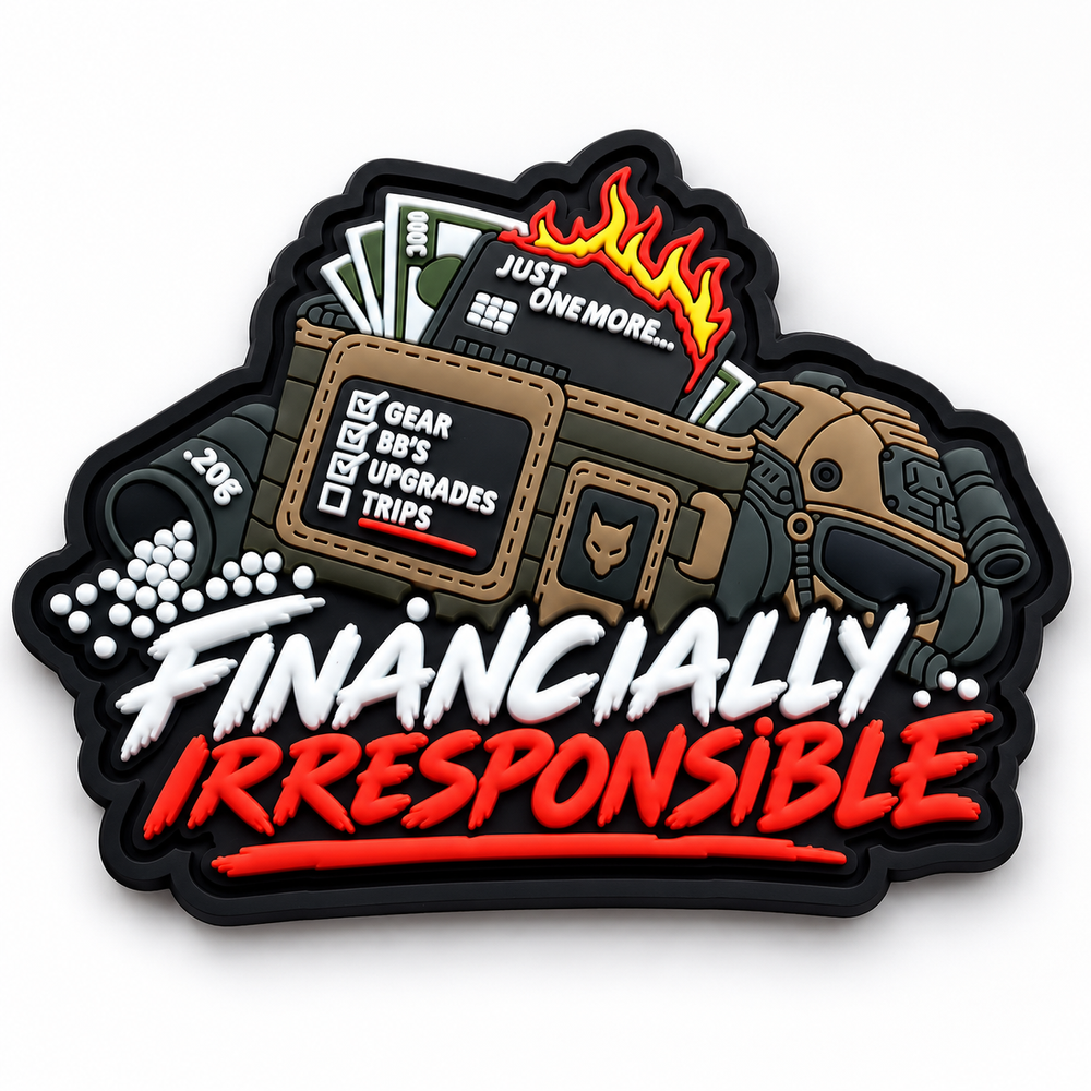 Financially Irresponsible PVC patch fra Hank Tactical på hvid baggrund