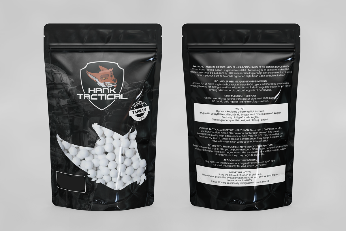 Hank Tactical BB's, BIO, 0,36g, 1000 stk, Hvid