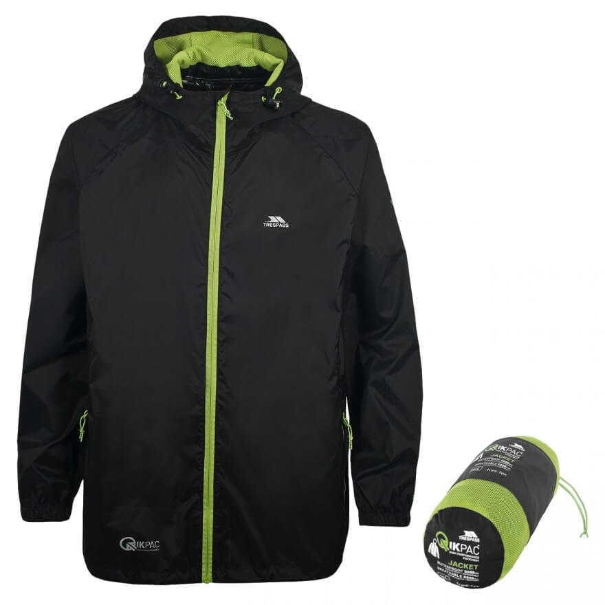 Trespass Qikpac Unisex Vandtæt Jakke, Sort