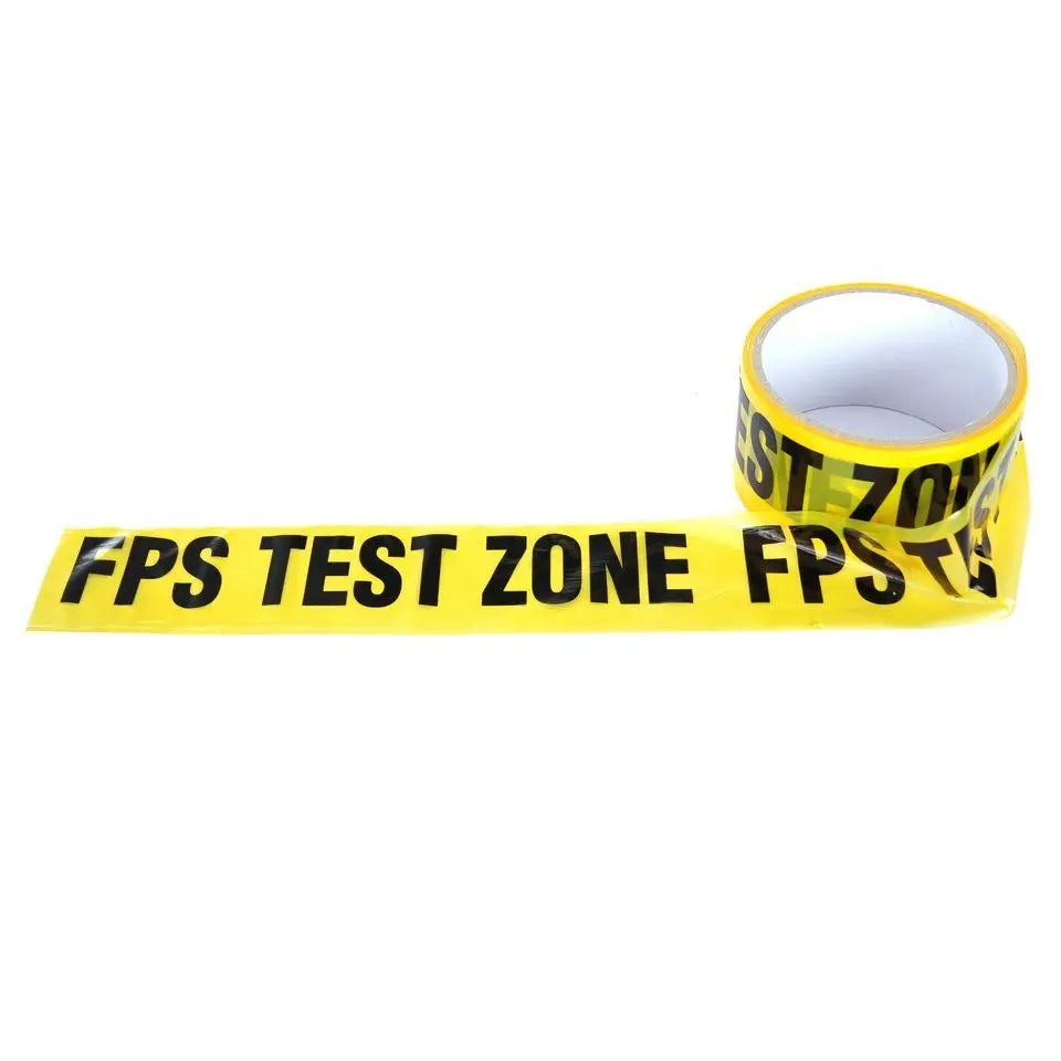 Orange og sort FPS Test Zone tape, 30 meter lang
