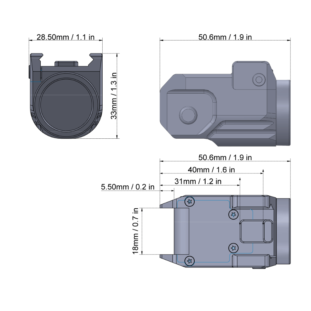 Vector Scrapper Pistol Lygte Compact, Sort
