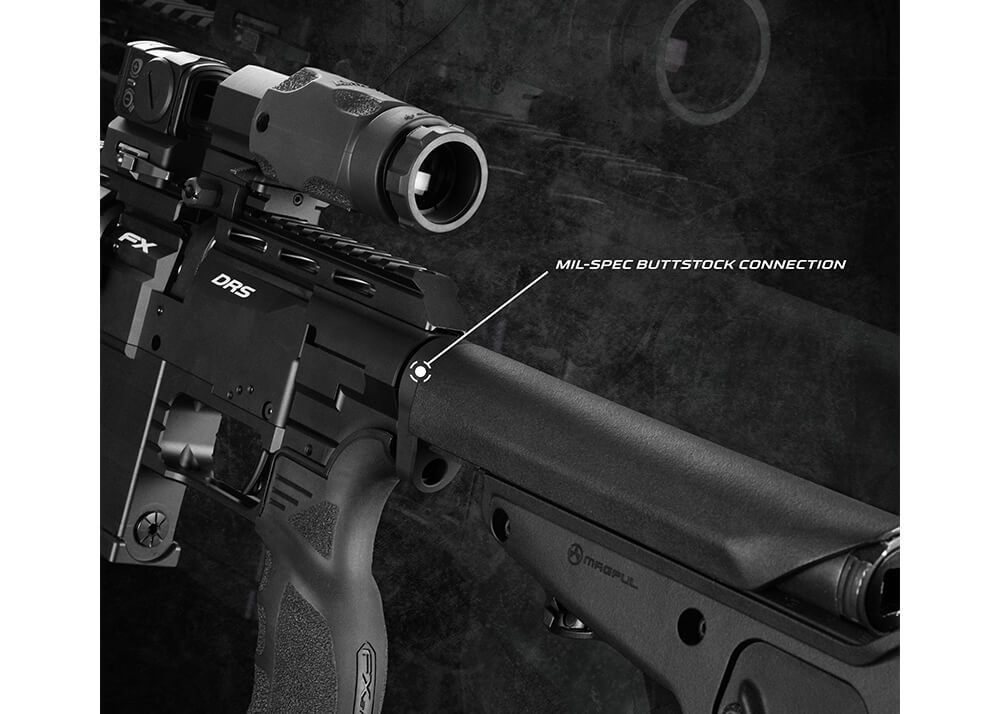 FX DRS Tactical 700 PCP-luftgevær i 4,5 mm med langt løb, UG-1 greb og Arca-Swiss-skinne